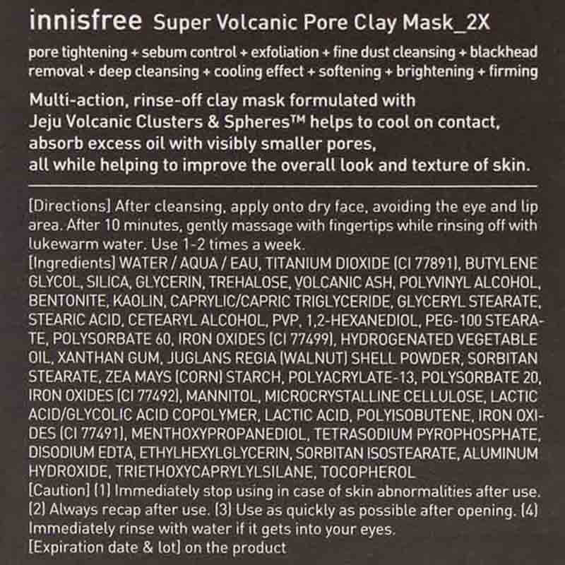 Mặt Nạ Đất Sét Đá Tro Innisfree Super Volcanic Pore Clay Mask 2X