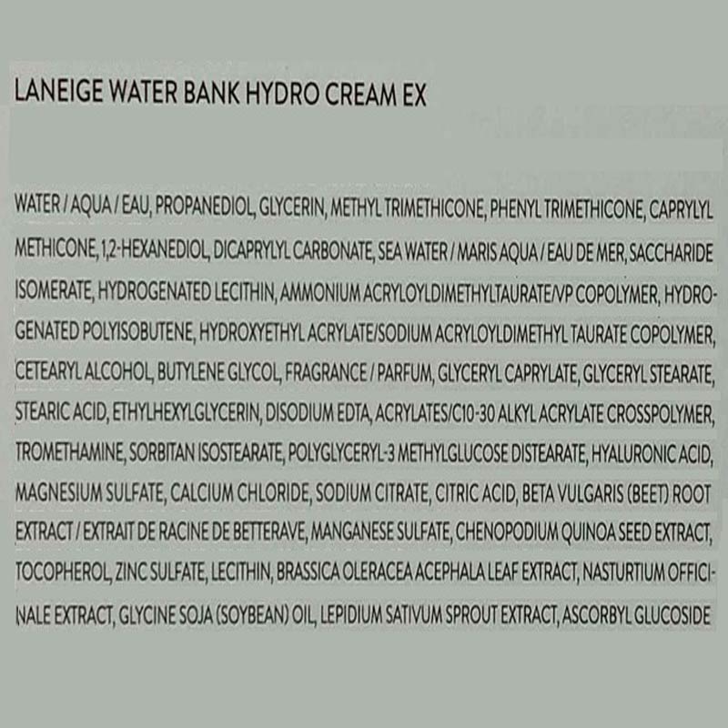 Thành phần kem dưỡng cấp nước Laneige Water Bank Hydro Cream EX 50ml